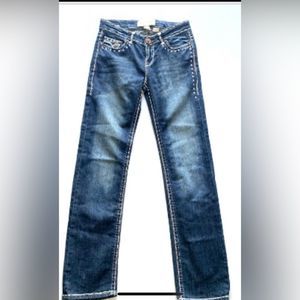 Women Laguna Beach Bootcut Jeans Straight Embroidery Crystal Embellished Size 26